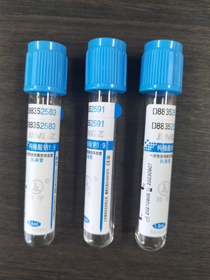 Blauwe natriumcitraatbloedopnametube 1,8 ml-4,5 ml