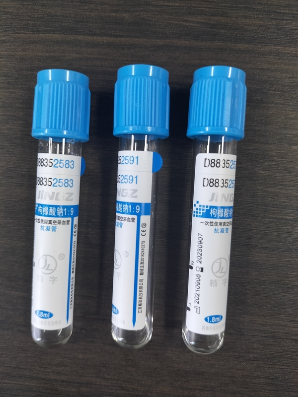 Laboratoriumonderzoek Natriumcitraat Vacuümbloedopname PT-buis met blauwe bovenkant