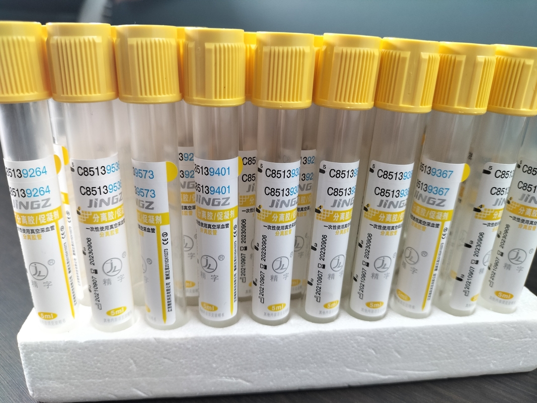 Gele bovenkant Steriele gel bloedstolling activator SST Vacuüm bloedmonsteringsbuis Voor ziekenhuis